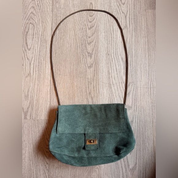 Free People Suede Flap Shoulder Bag - Teal - Picture 2 of 8